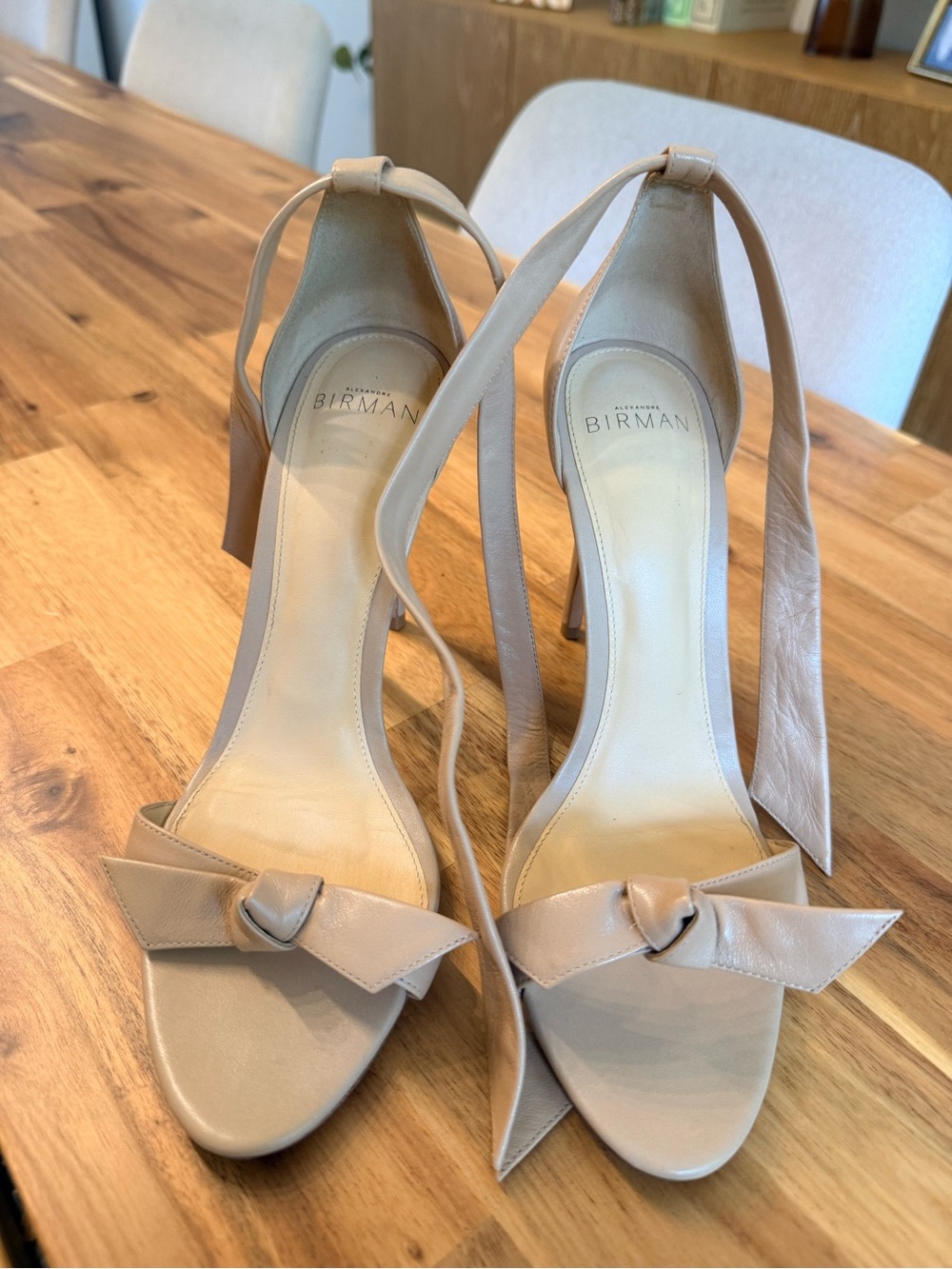 Alexandre Birman Clarita Nude Leather Heels